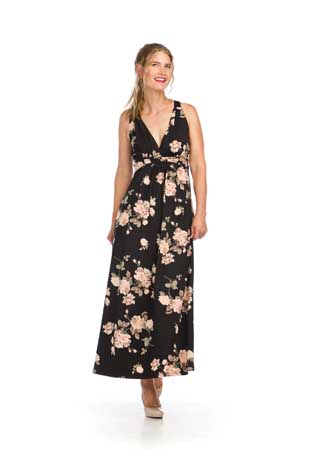 PD-16613 - ROSE PRINT GRECIAN MAXI DRESS - Colors: AS SHOWN - Available Sizes:XS-XXL - Catalog Page:5 